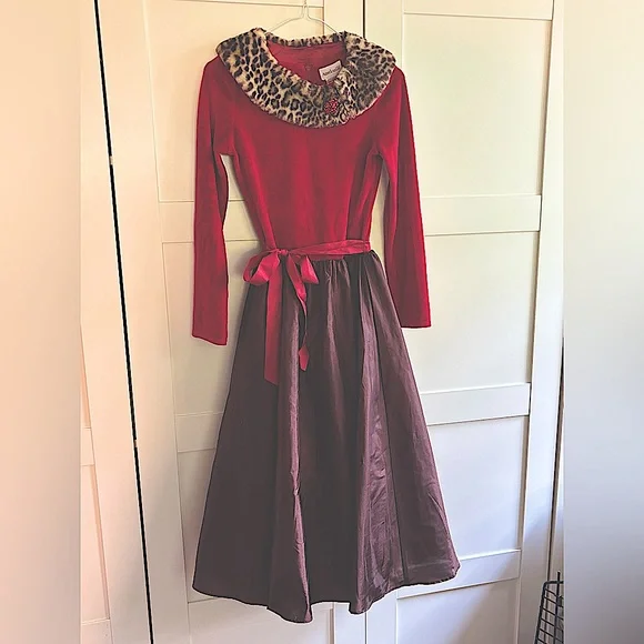 American Girl | Dresses | American Girl Chocolate Cherry Holiday Dress With  Collar Taffeta Skirtsize 4 | Poshmark